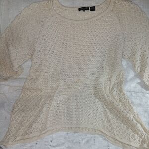 JEANNE PIERRE Cream 100% Cotton Knit Sweater